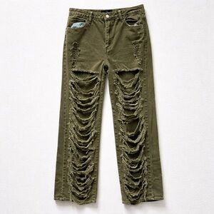 Fashion, nova, army, green jeans, distressed